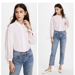 LAST CHANCE Frame Denim  Tie Cuff Shirt Striped Shirt